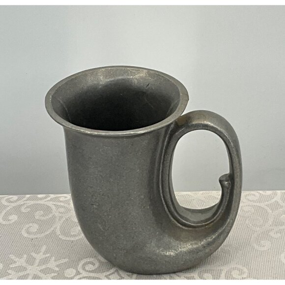 Pewter Horn-Shaped Mug Handle 4.5" - Picture 2 of 5